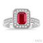 Emerald Shape Gemstone & Halo Diamond Ring