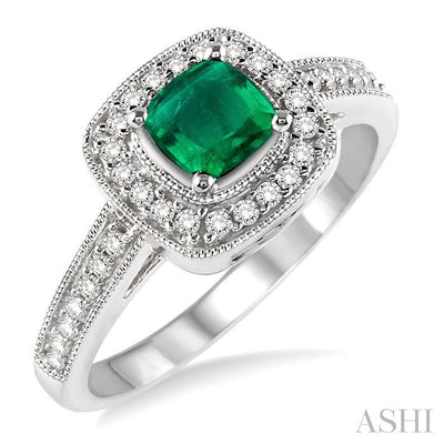 Cushion Shape Gemstone & Halo Diamond Ring