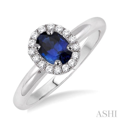 Oval Shape Gemstone & Halo Diamond Ring
