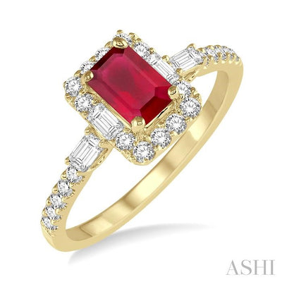 Emerald Shape Gemstone & Halo Diamond Ring