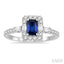 Emerald Shape Gemstone & Halo Diamond Ring
