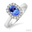Oval Shape Gemstone & Halo Diamond Ring