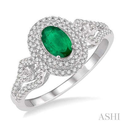 Oval Shape Gemstone & Halo Diamond Ring