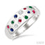 Mixed Shape Gemstone & Diamond Mosaic Fashion Wide Band