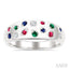 Mixed Shape Gemstone & Diamond Mosaic Fashion Wide Band