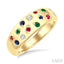 Mixed Shape Gemstone & Diamond Mosaic Fashion Wide Band