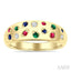 Mixed Shape Gemstone & Diamond Mosaic Fashion Wide Band
