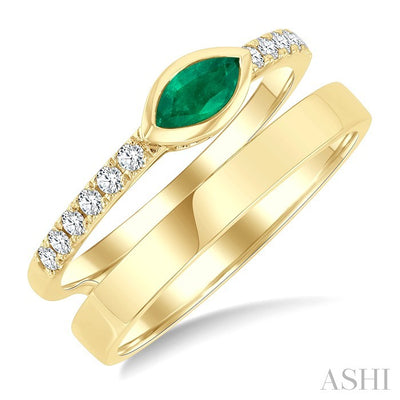 Marquise Shape East-West Gemstone & Diamond Ring
