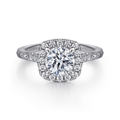 Round Diamond Halo Engagement Ring