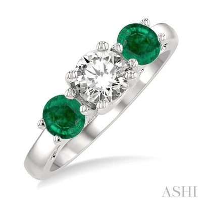 Round Shape Past Present & Future Gemstone & Diamond Ring