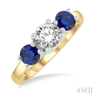 Round Shape Past Present & Future Gemstone & Diamond Ring