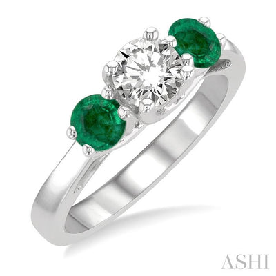 Round Shape Past Present & Future Gemstone & Diamond Ring