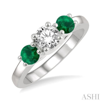 Round Shape Past Present & Future Gemstone & Diamond Ring