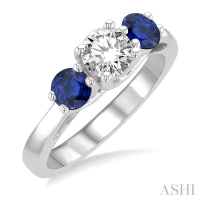 Round Shape Past Present & Future Gemstone & Diamond Ring