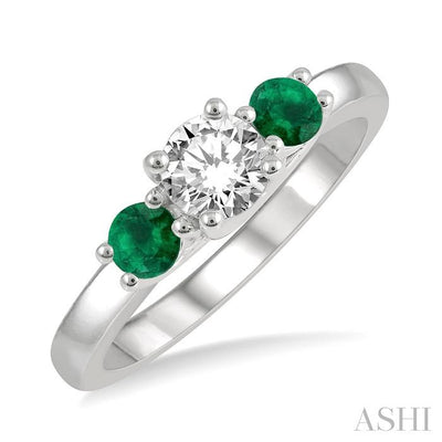 Round Shape Past Present & Future Gemstone & Diamond Ring