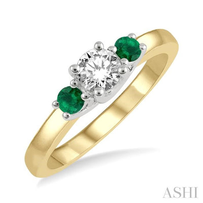 Round Shape Past Present & Future Gemstone & Diamond Ring
