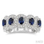 Oval Shape 5 Gemstone & Diamond Wedding Band
