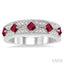 Princess Shape Gemstone & Diamond Fashion Band