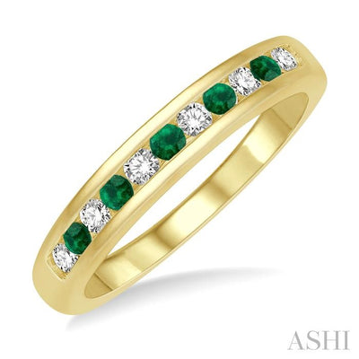 Channel Set Alternate Gemstone & Diamond Wedding Band