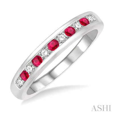Channel Set Alternate Gemstone & Diamond Wedding Band