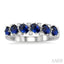 Oval Shape Gemstone & Diamond Wedding Band