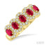 Oval Shape 5 Gemstone & Halo Diamond Wedding Band