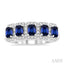 Emerald Shape 5 Gemstone & Halo Diamond Wedding Band