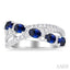 Criss Cross Oval Shape Gemstone & Diamond Fashion Ring
