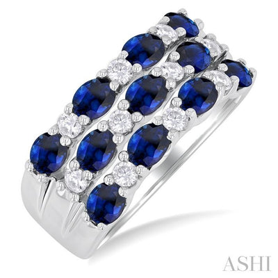 Oval Shape Gemstone & Diamond Band