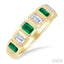 7 Alternate Emerald Shape Gemstone & Diamond Fashion Band
