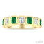 7 Alternate Emerald Shape Gemstone & Diamond Fashion Band