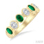 7 Alternate Oval Shape Gemstone & Diamond Fashion Band