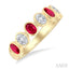7 Alternate Oval Shape Gemstone & Diamond Fashion Band