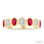 7 Alternate Oval Shape Gemstone & Diamond Fashion Band