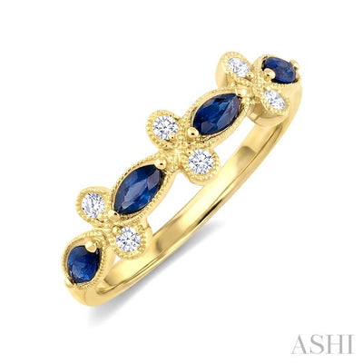 Marquise Shape Gemstone & Diamond Fashion Band