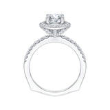 14K White Gold 1/2 ct Diamond Carizza Semi Mount Engagement Ring to Fit Round Center