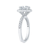 14K White Gold 1/2 ct Diamond Carizza Semi Mount Engagement Ring to Fit Emerald Center