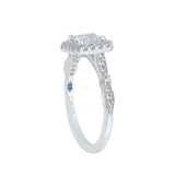 14K White Gold 3/8 ct Diamond Carizza Semi Mount Engagement Ring to Fit Princess Center