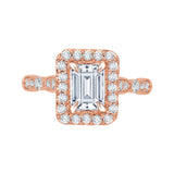 14K Pink Gold 3/8 ct Diamond Carizza Semi Mount Engagement Ring to Fit Emerald Center