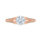 14K Pink Gold 1/3 ct Brown Diamond Carizza Semi Mount Engagement Ring to Fit Round Center