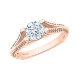 14K Pink Gold 1/3 ct Brown Diamond Carizza Semi Mount Engagement Ring to Fit Round Center