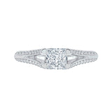 14K White Gold 1/3 ct Diamond Carizza Semi Mount Engagement Ring to Fit Princess Center