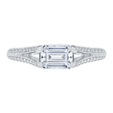 14K White Gold 1/3 ct Diamond Carizza Semi Mount Engagement Ring to Fit Emerald Center