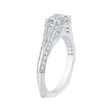 14K White Gold 1/3 ct Diamond Carizza Semi Mount Engagement Ring to Fit Emerald Center
