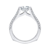 14K White Gold 1/3 ct Diamond Carizza Semi Mount Engagement Ring to Fit Emerald Center