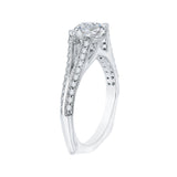 14K White Gold 1/4 ct Diamond Carizza Semi Mount Engagement Ring to Fit Cushion Center