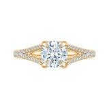 14K Yellow Gold 1/2 ct Diamond Carizza Semi Mount Engagement Ring to Fit Round Center