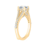 14K Yellow Gold 1/2 ct Diamond Carizza Semi Mount Engagement Ring to Fit Round Center