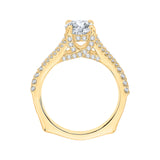 14K Yellow Gold 1/2 ct Diamond Carizza Semi Mount Engagement Ring to Fit Round Center