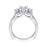 14K White Gold 1/4 ct Diamond Carizza Semi Mount Engagement Ring to Fit Cushion Center